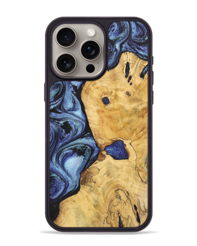 iPhone 15 Pro Max Wood+Resin Phone Case - Lane (Blue, 699782)
