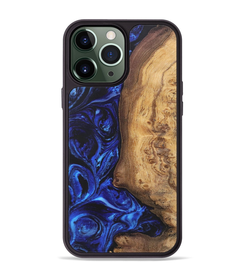 iPhone 13 Pro Max Wood+Resin Phone Case - Joshua (Blue, 699784)