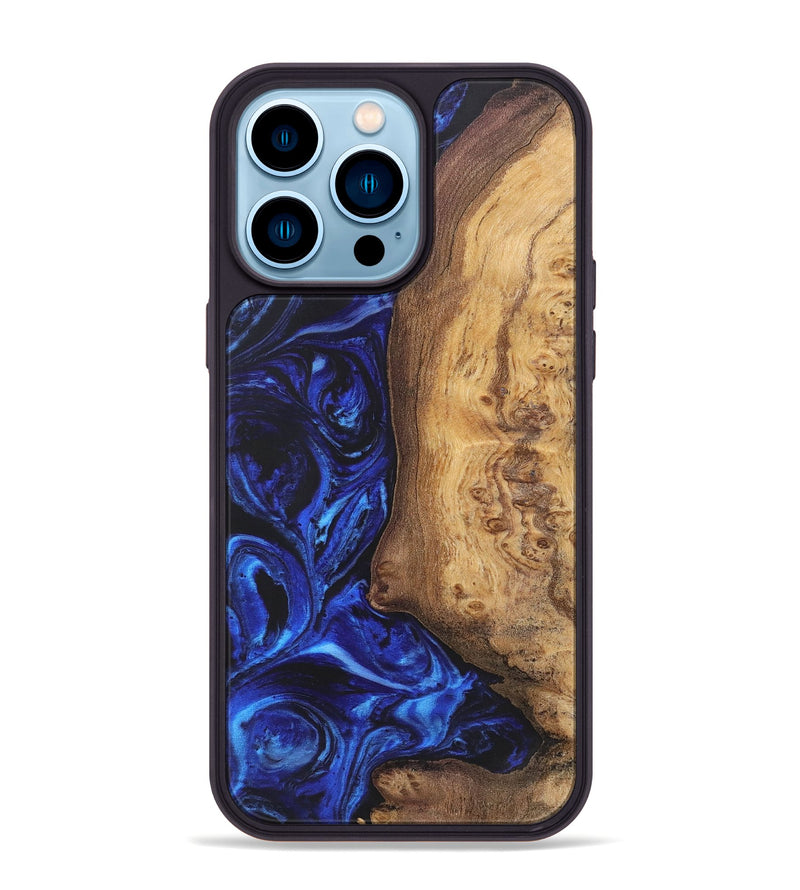 iPhone 14 Pro Max Wood+Resin Phone Case - Joshua (Blue, 699784)