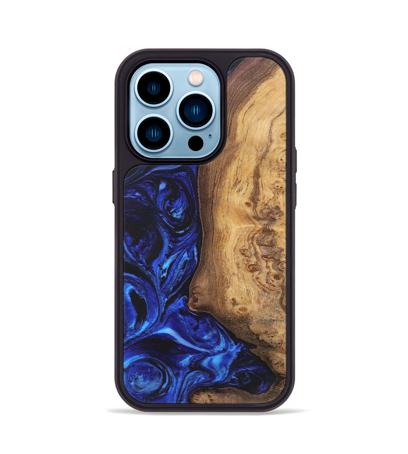 iPhone 14 Pro Wood+Resin Phone Case - Joshua (Blue, 699784)