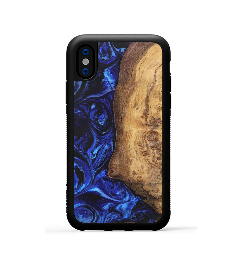 iPhone Xs Wood+Resin Phone Case - Joshua (Blue, 699784)