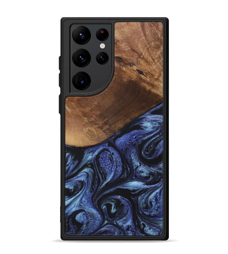 Galaxy S22 Ultra Wood+Resin Phone Case - Bria (Blue, 699789)
