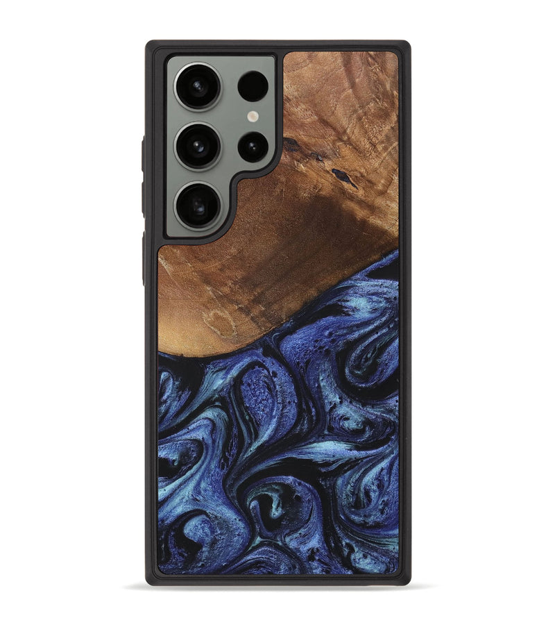 Galaxy S23 Ultra Wood+Resin Phone Case - Bria (Blue, 699789)