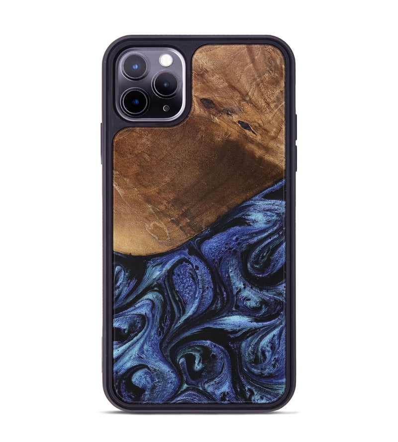 iPhone 11 Pro Max Wood+Resin Phone Case - Bria (Blue, 699789)