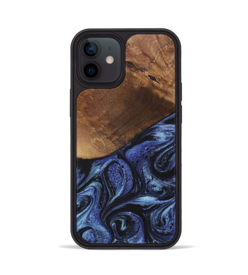 iPhone 12 Wood+Resin Phone Case - Bria (Blue, 699789)