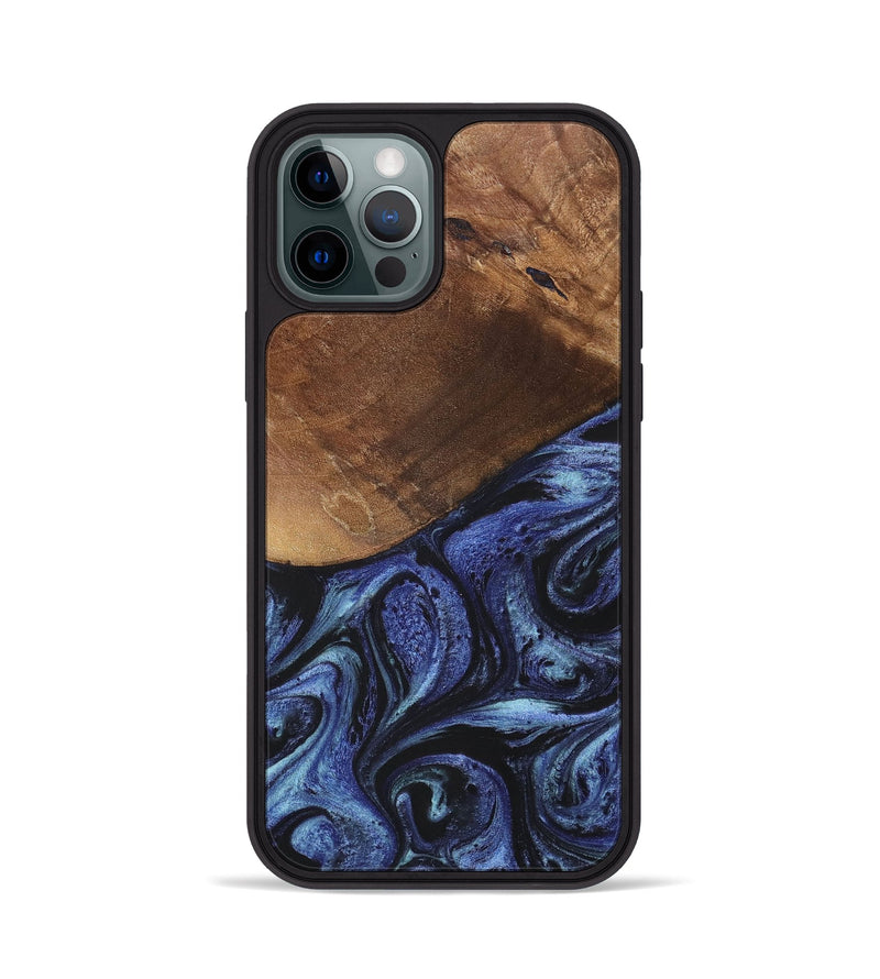 iPhone 12 Pro Wood+Resin Phone Case - Bria (Blue, 699789)