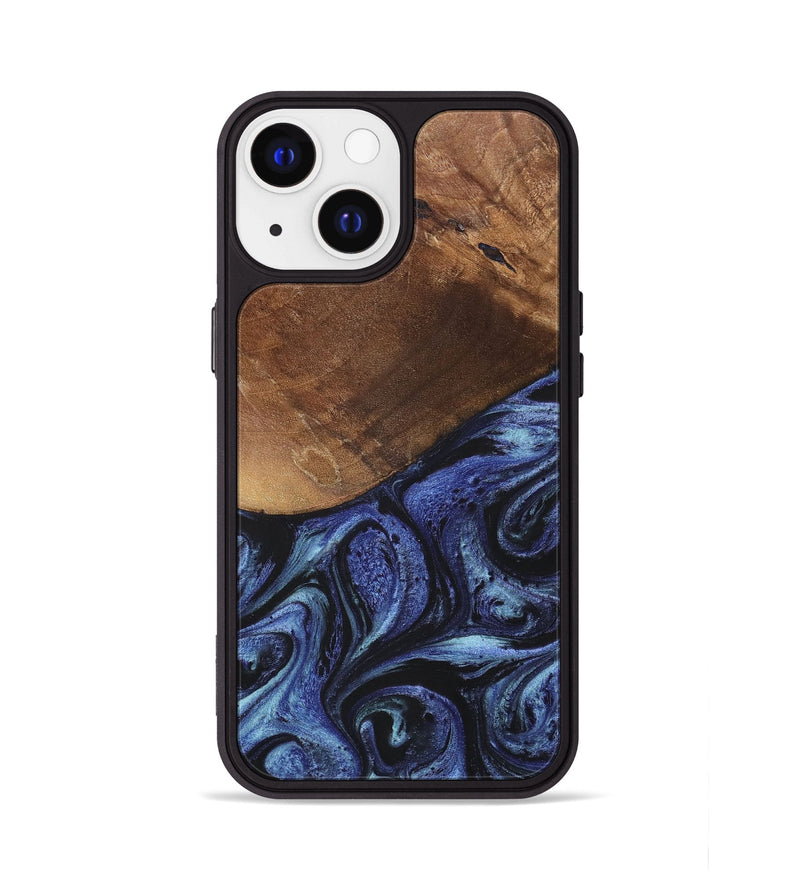 iPhone 13 Wood+Resin Phone Case - Bria (Blue, 699789)