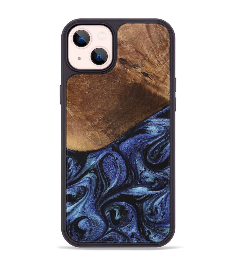 iPhone 14 Plus Wood+Resin Phone Case - Bria (Blue, 699789)
