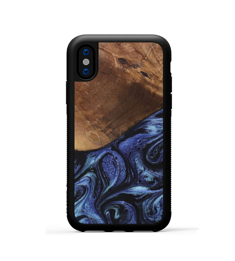 iPhone Xs Wood+Resin Phone Case - Bria (Blue, 699789)