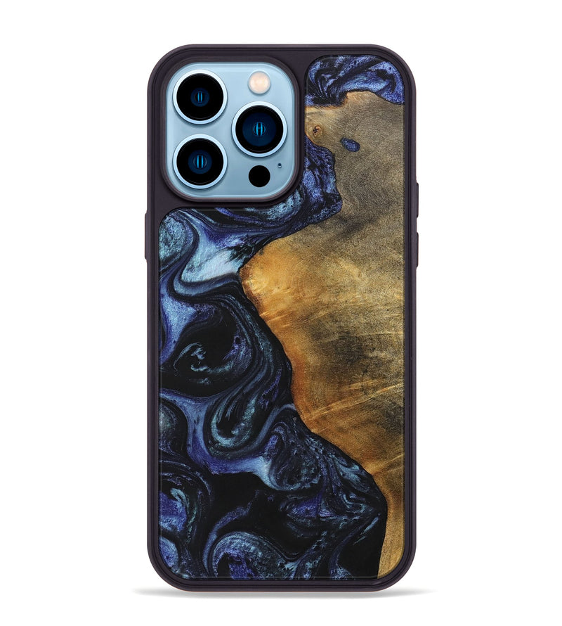 iPhone 14 Pro Max Wood+Resin Phone Case - Faith (Blue, 699792)