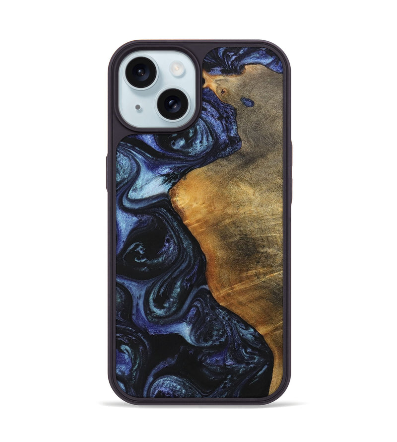 iPhone 15 Wood+Resin Phone Case - Faith (Blue, 699792)
