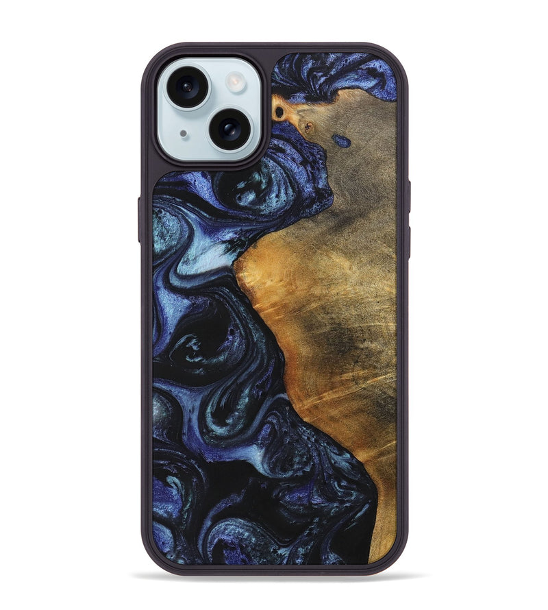 iPhone 15 Plus Wood+Resin Phone Case - Faith (Blue, 699792)