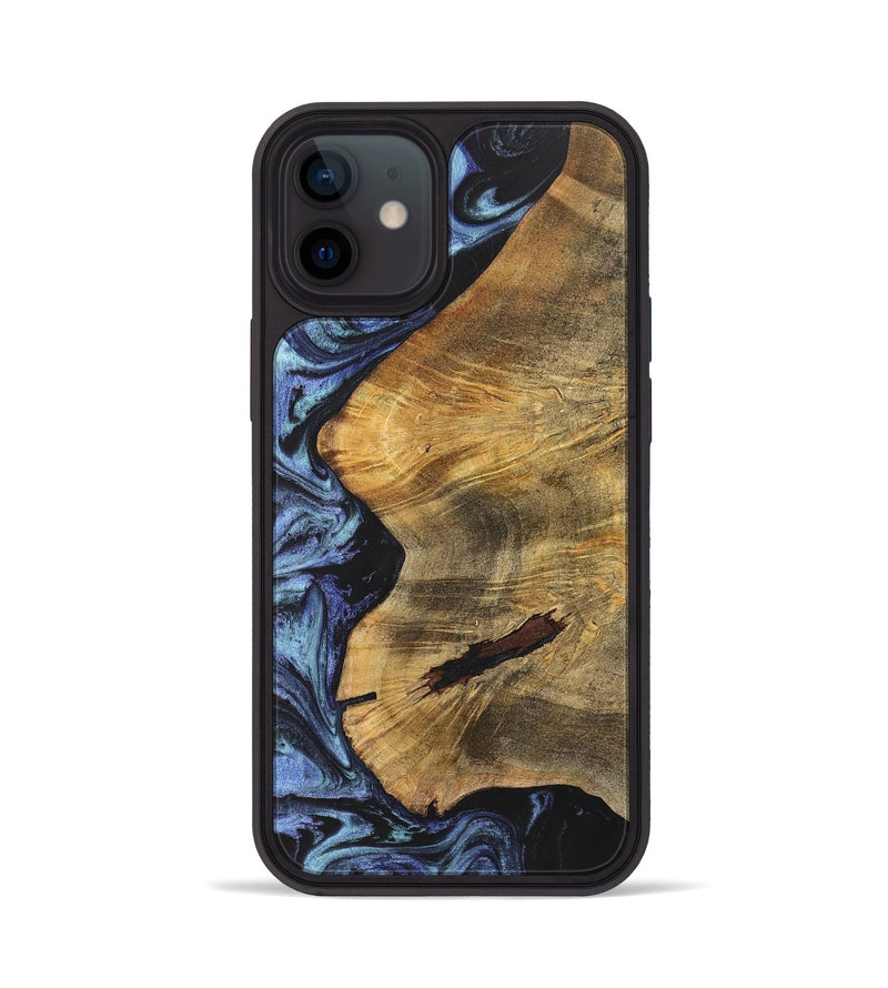 iPhone 12 Wood+Resin Phone Case - Kamryn (Blue, 699801)
