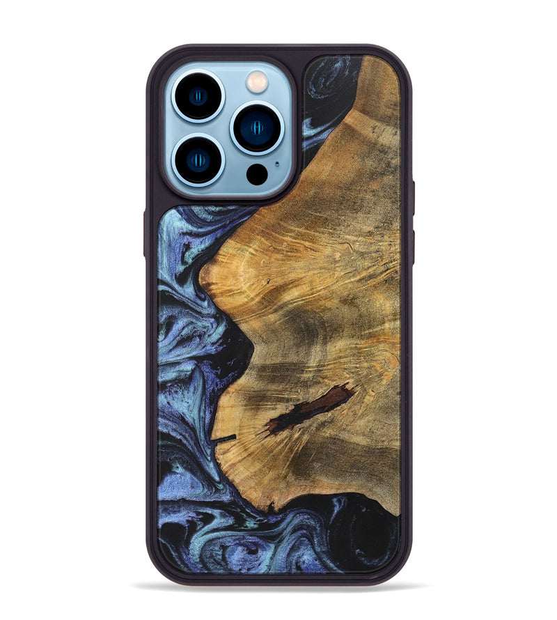 iPhone 14 Pro Max Wood+Resin Phone Case - Kamryn (Blue, 699801)