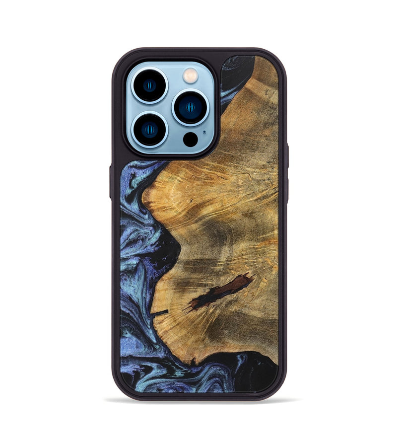 iPhone 14 Pro Wood+Resin Phone Case - Kamryn (Blue, 699801)