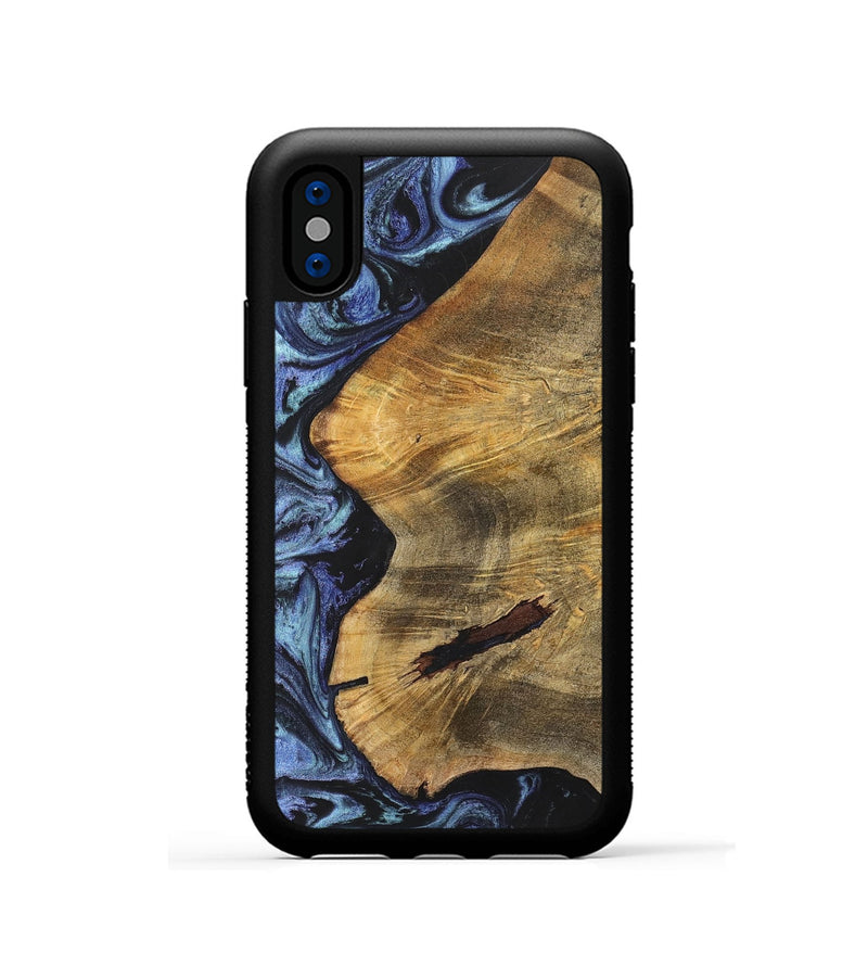 iPhone Xs Wood+Resin Phone Case - Kamryn (Blue, 699801)