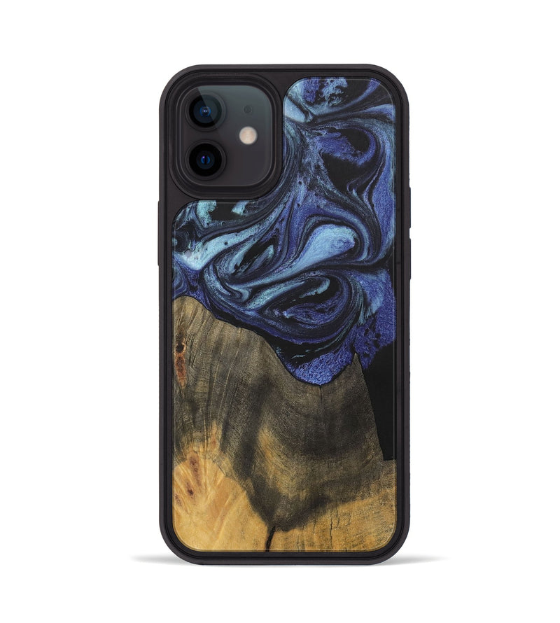 iPhone 12 Wood+Resin Phone Case - Eileen (Blue, 699802)