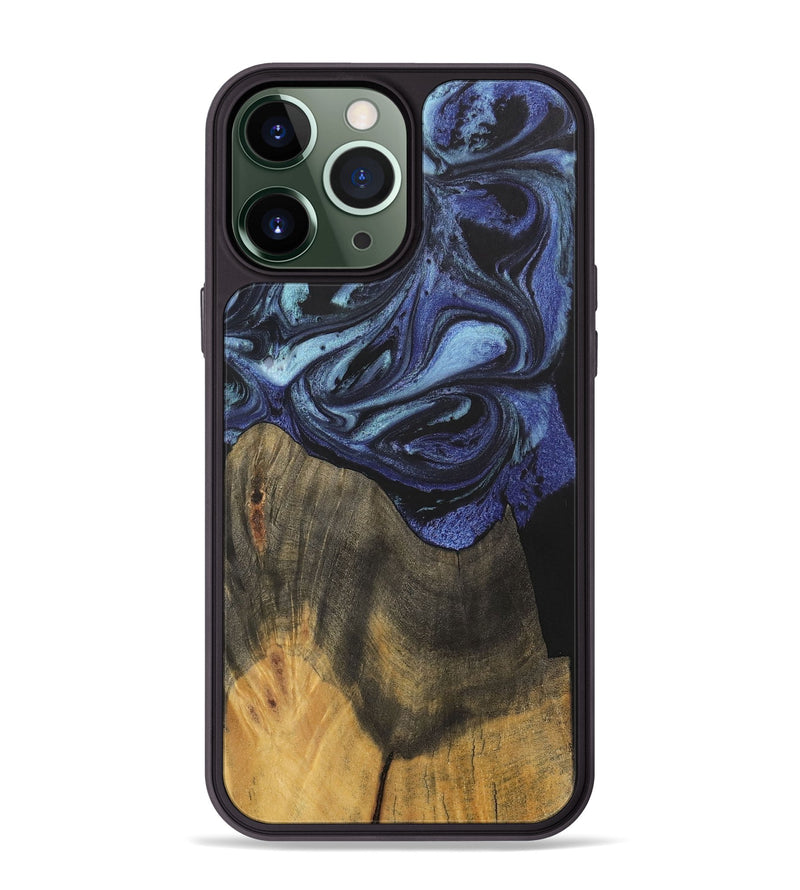 iPhone 13 Pro Max Wood+Resin Phone Case - Eileen (Blue, 699802)