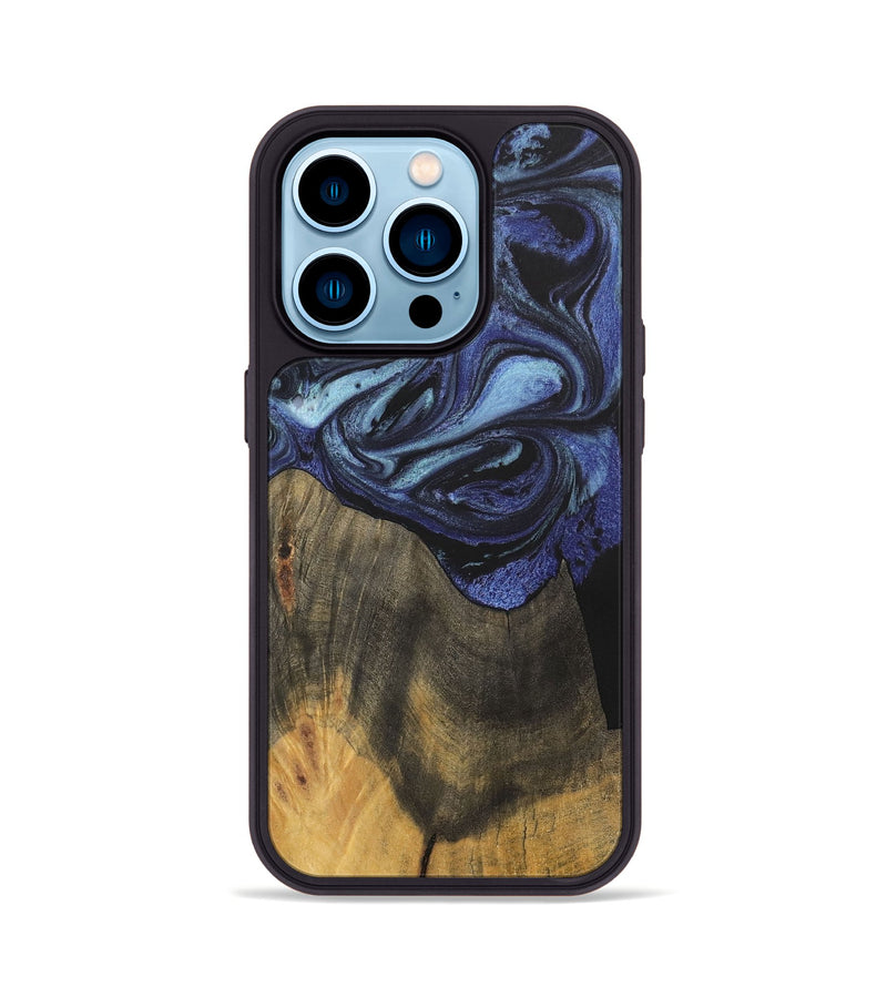 iPhone 14 Pro Wood+Resin Phone Case - Eileen (Blue, 699802)