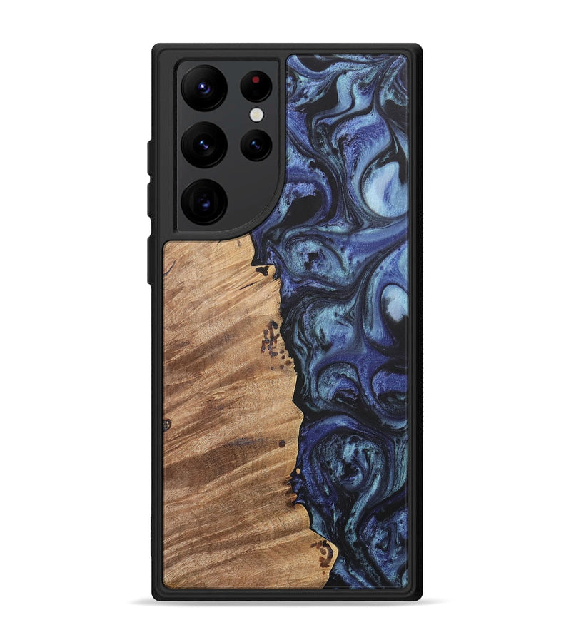 Galaxy S22 Ultra Wood+Resin Phone Case - Wendell (Blue, 699817)