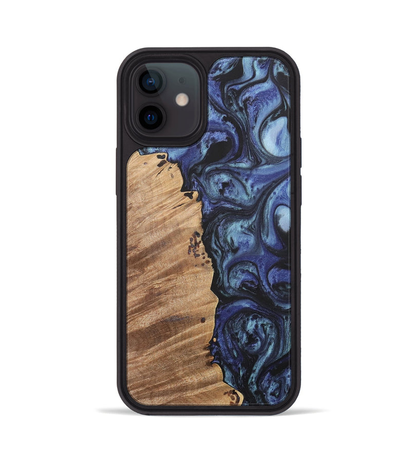 iPhone 12 Wood+Resin Phone Case - Wendell (Blue, 699817)