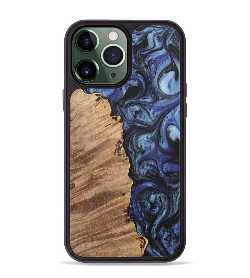 iPhone 13 Pro Max Wood+Resin Phone Case - Wendell (Blue, 699817)