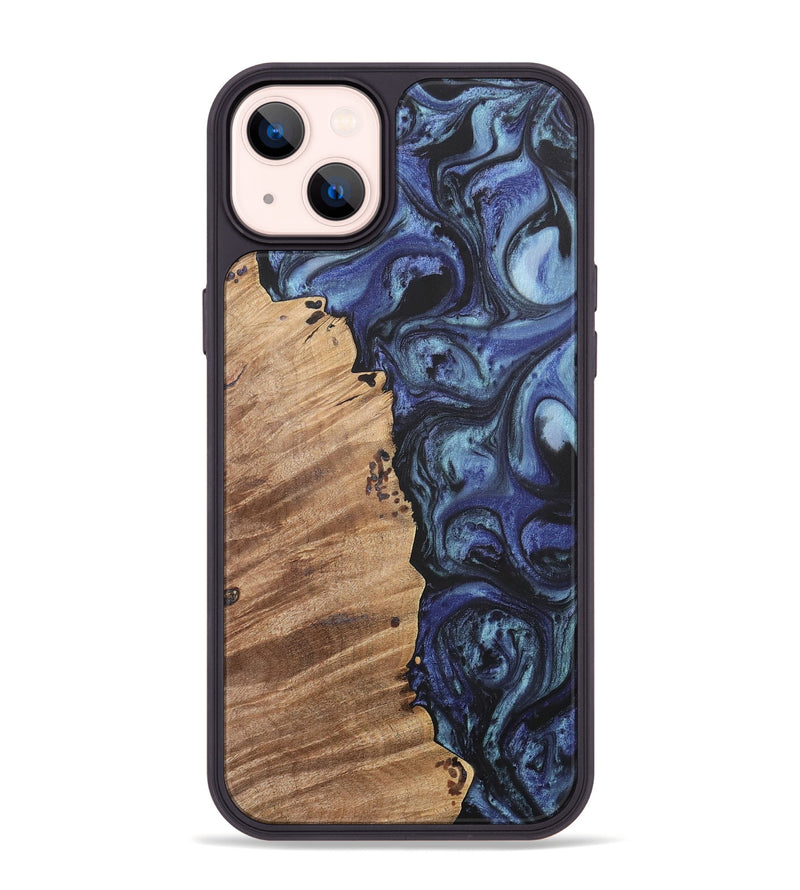 iPhone 14 Plus Wood+Resin Phone Case - Wendell (Blue, 699817)