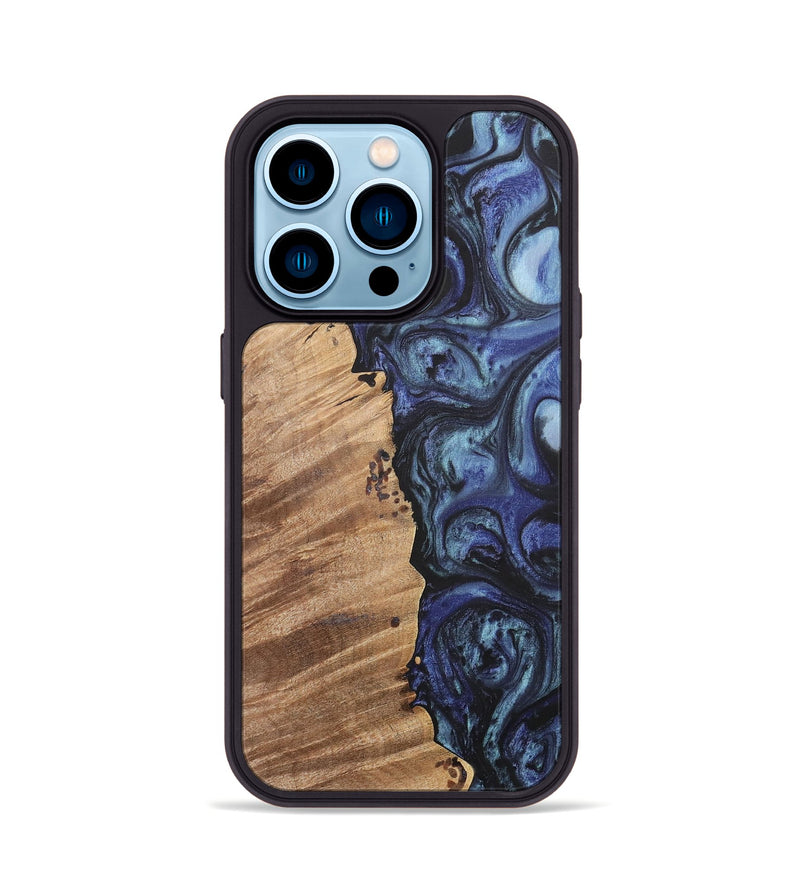 iPhone 14 Pro Wood+Resin Phone Case - Wendell (Blue, 699817)