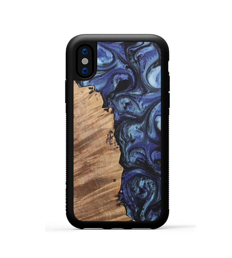 iPhone Xs Wood+Resin Phone Case - Wendell (Blue, 699817)