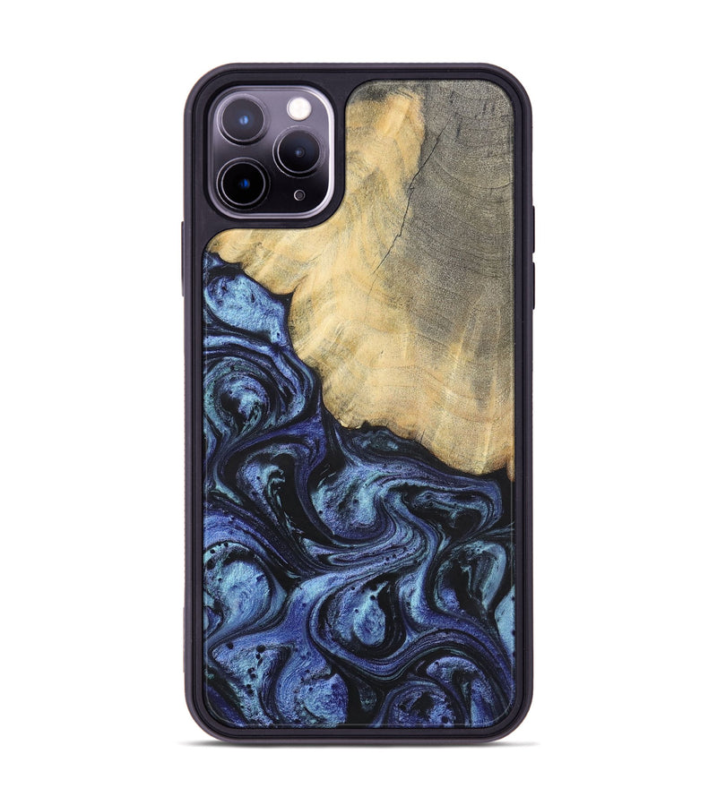 iPhone 11 Pro Max Wood+Resin Phone Case - Francisco (Blue, 699827)