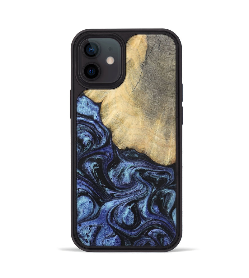 iPhone 12 Wood+Resin Phone Case - Francisco (Blue, 699827)