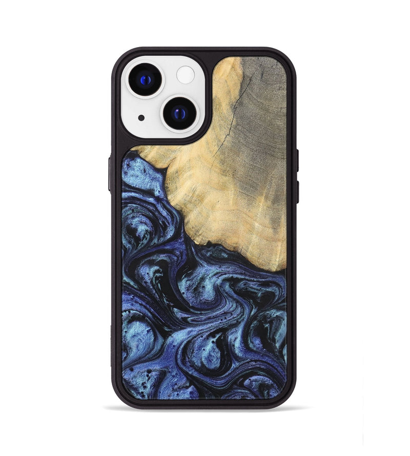 iPhone 13 Wood+Resin Phone Case - Francisco (Blue, 699827)