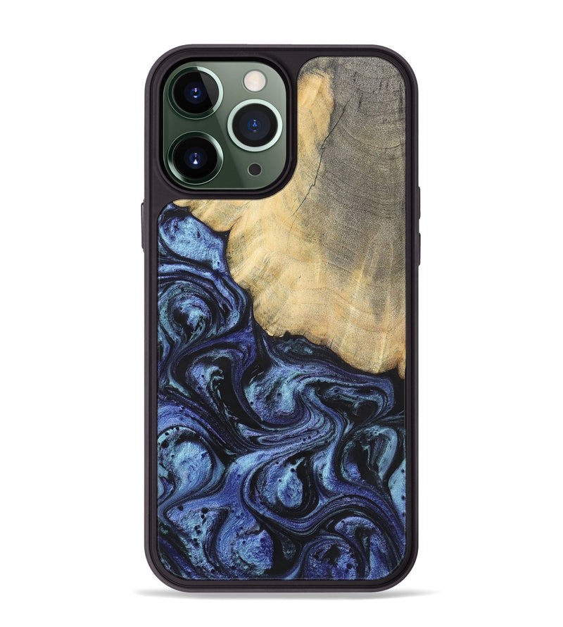 iPhone 13 Pro Max Wood+Resin Phone Case - Francisco (Blue, 699827)