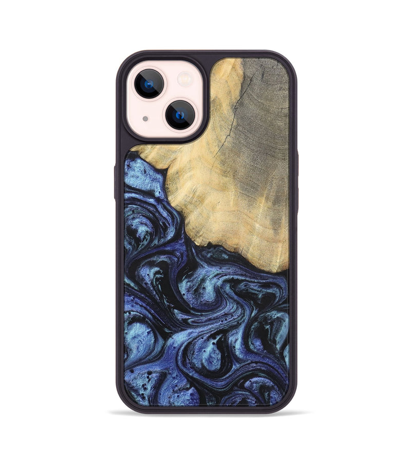 iPhone 14 Wood+Resin Phone Case - Francisco (Blue, 699827)