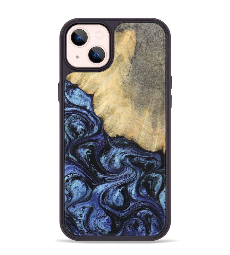 iPhone 14 Plus Wood+Resin Phone Case - Francisco (Blue, 699827)