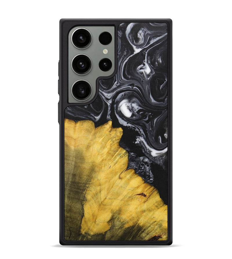 Galaxy S24 Ultra Wood+Resin Phone Case - Marcella (Black & White, 699861)