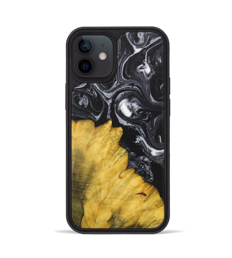 iPhone 12 Wood+Resin Phone Case - Marcella (Black & White, 699861)