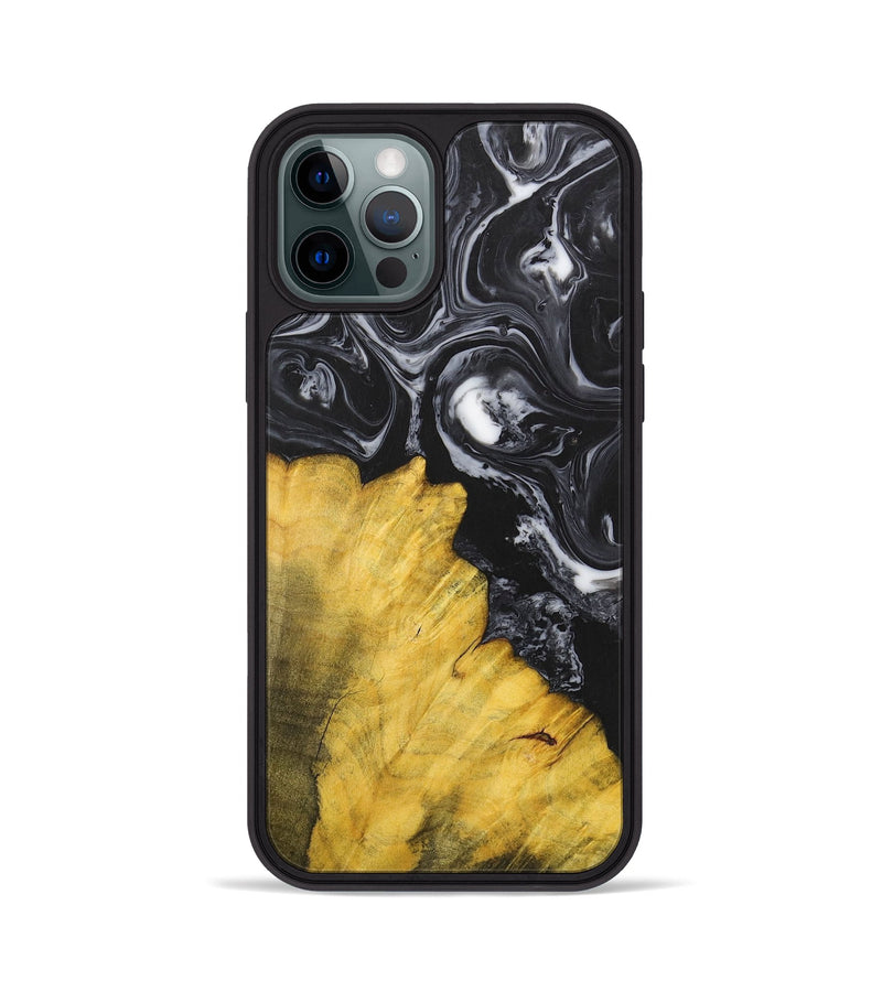 iPhone 12 Pro Wood+Resin Phone Case - Marcella (Black & White, 699861)