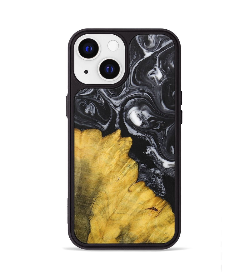 iPhone 13 Wood+Resin Phone Case - Marcella (Black & White, 699861)