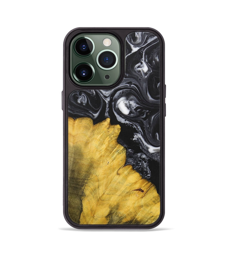 iPhone 13 Pro Wood+Resin Phone Case - Marcella (Black & White, 699861)