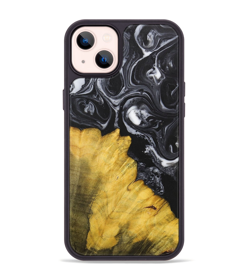 iPhone 14 Plus Wood+Resin Phone Case - Marcella (Black & White, 699861)