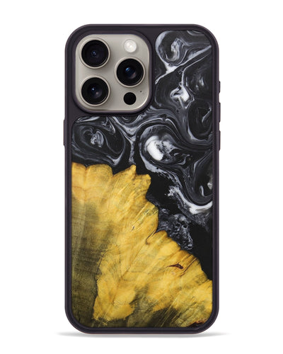 iPhone 15 Pro Max Wood+Resin Phone Case - Marcella (Black & White, 699861)