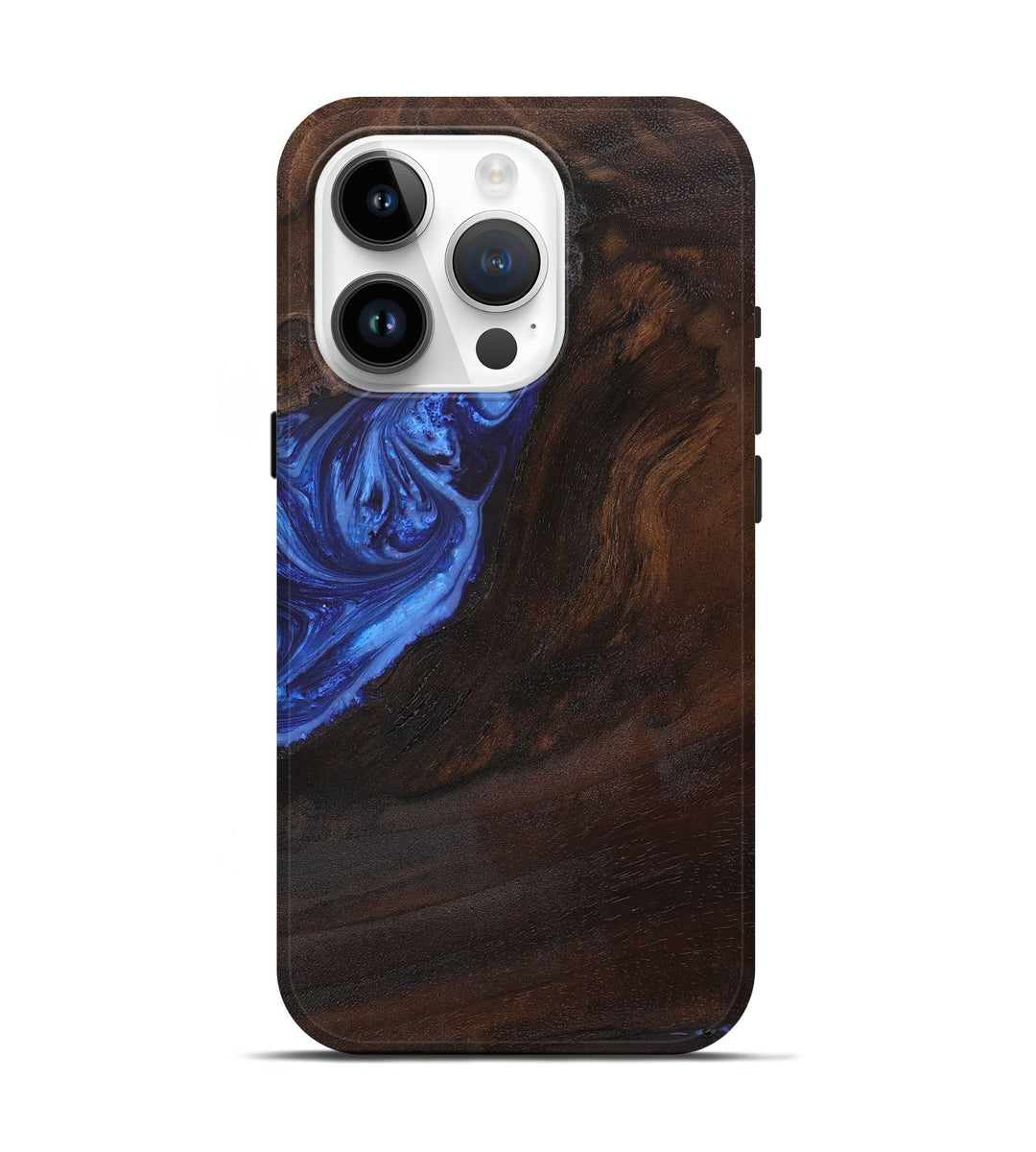 iPhone 15 Pro Wood+Resin Live Edge Phone Case - Denzel (Blue, 699883)