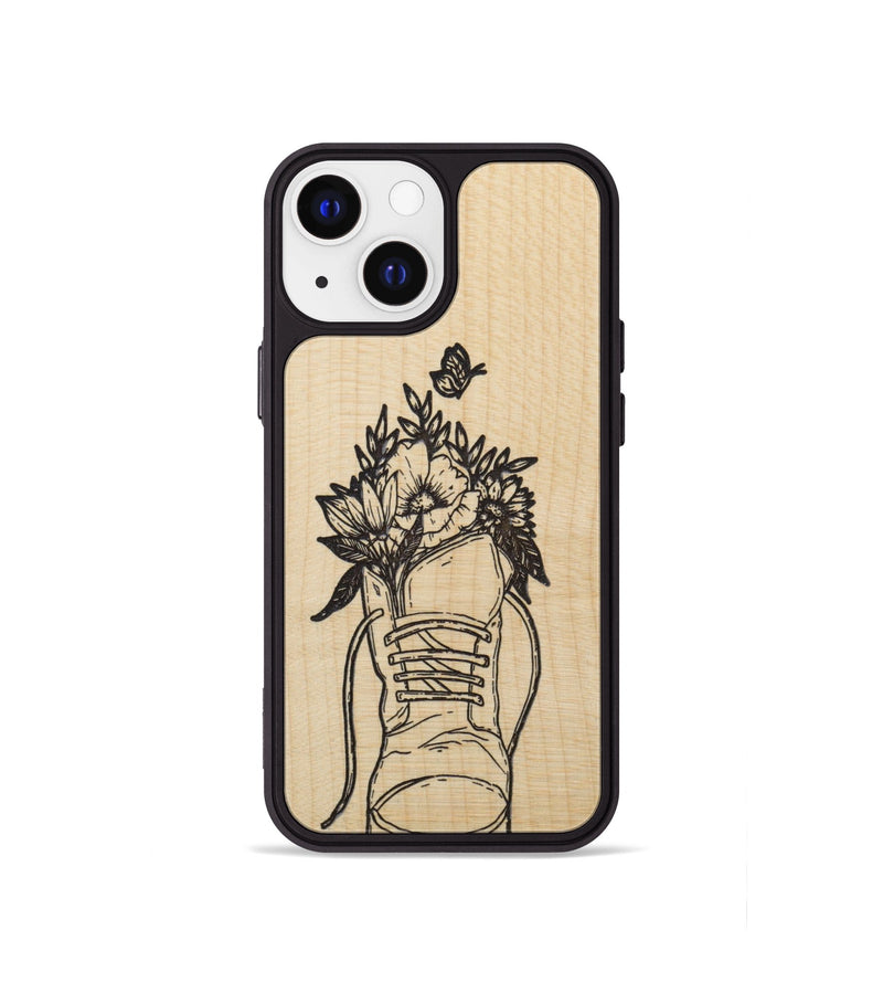 iPhone 13 mini Wood Phone Case - Wildflower Walk - Maple (Curated)