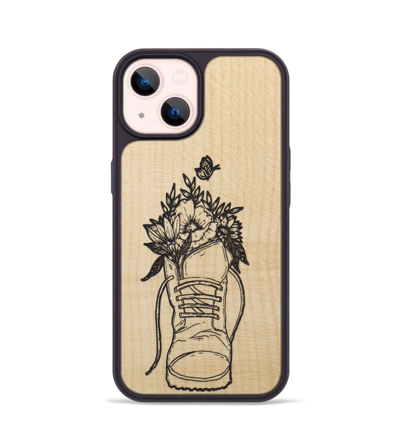 iPhone 14 Wood Phone Case - Wildflower Walk - Maple (Curated)