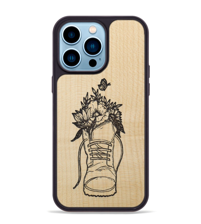 iPhone 14 Pro Max Wood Phone Case - Wildflower Walk - Maple (Curated)