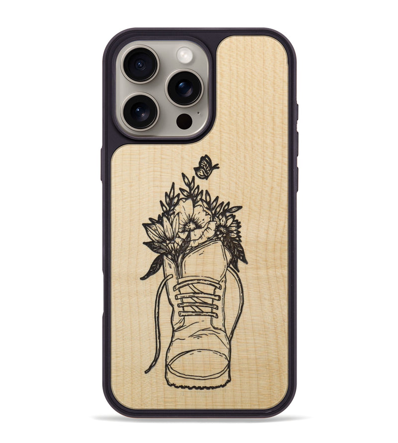 iPhone 16 Pro Max Wood Phone Case - Wildflower Walk - Maple (Curated)