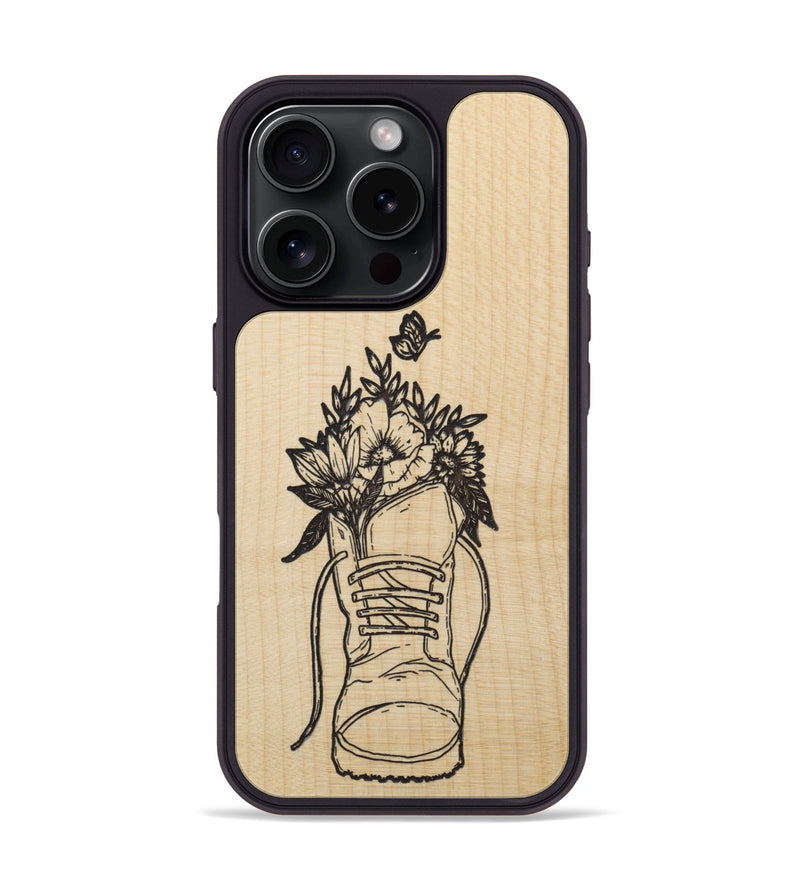 iPhone 16 Pro Wood Phone Case - Wildflower Walk - Maple (Curated)
