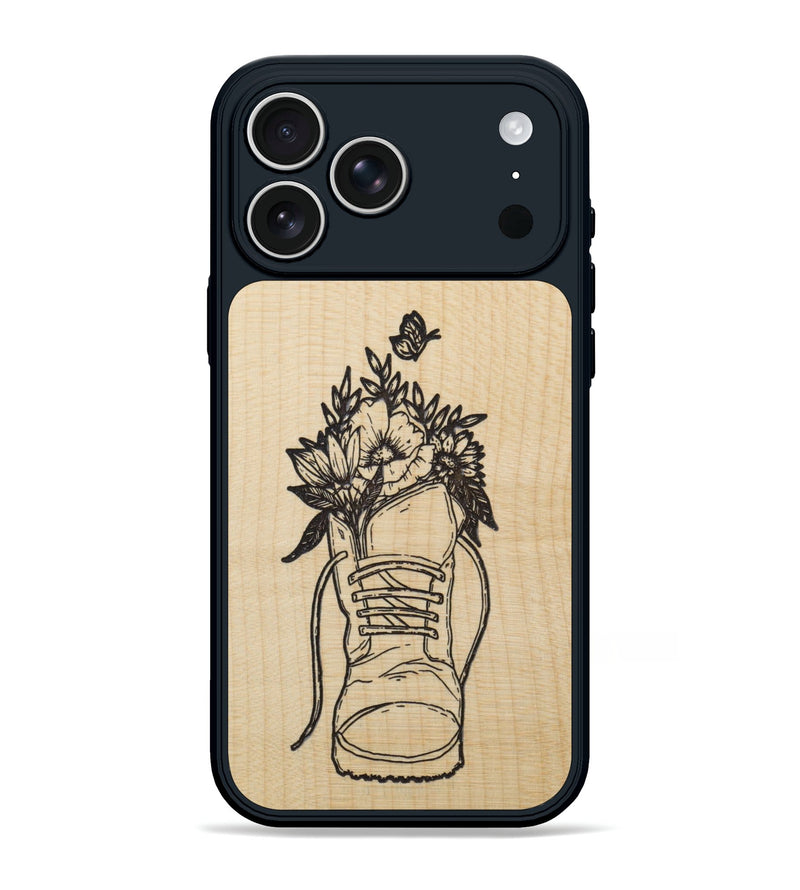 iPhone 17 Pro Max Wood Phone Case - Wildflower Walk - Maple (Curated)