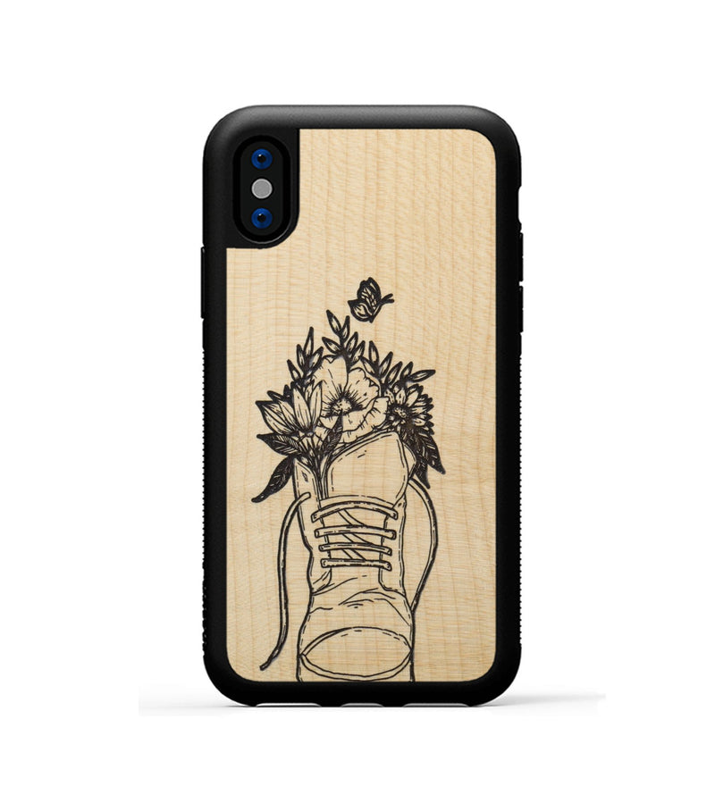 iPhone Xs Wood Phone Case - Wildflower Walk - Maple (Curated)
